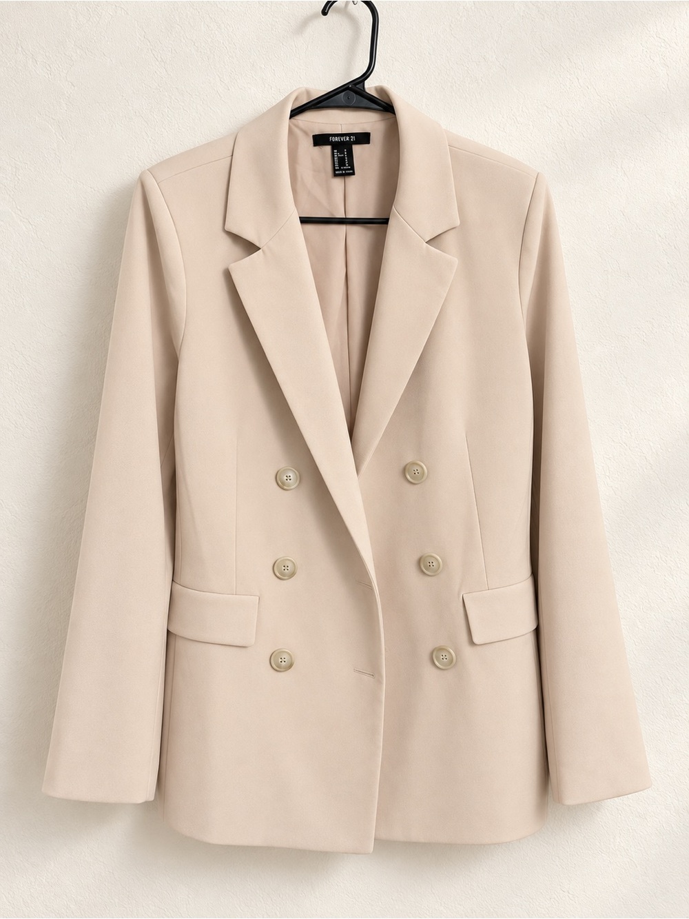 Forever 21 Beige Double-Breasted Blazer Jacket